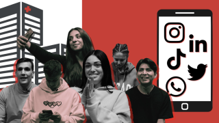 Fotomontaje de jóvenes y los posibles centros y ayudas para tratar la adicción digital