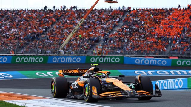 Lando Norris, al frente de la carrera en el GP de Países Bajos.