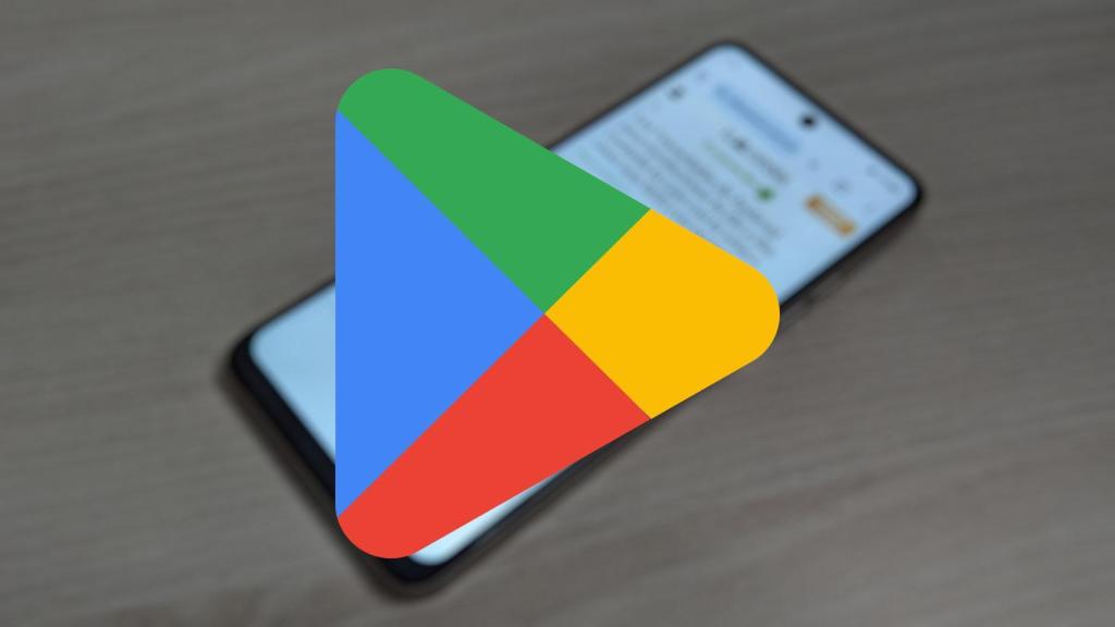 Icono de Google Play sobre un móvil