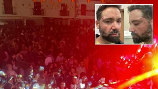 Una imagen del público en El Barco de Ávila y uno de los miembros de la orquesta tras ser agredido