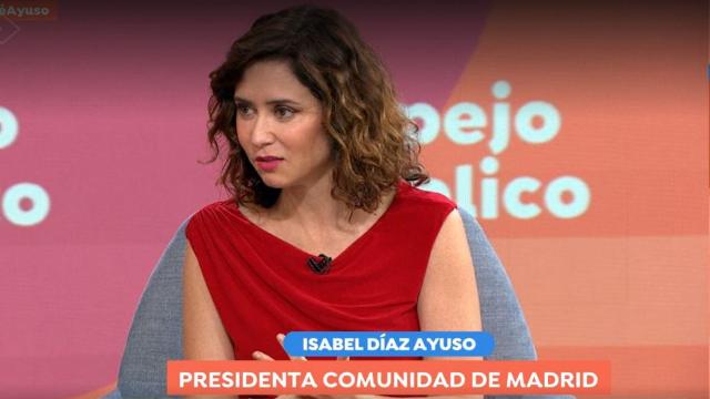 La presidenta de la Comunidad de Madrid en la entrevista de Espejo Público este lunes.