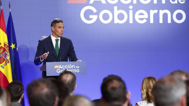 Pedro Sánchez, presidente del Gobierno, durante su conferencia de inicio de curso, este miércoles, en el Instituto Cervantes.
