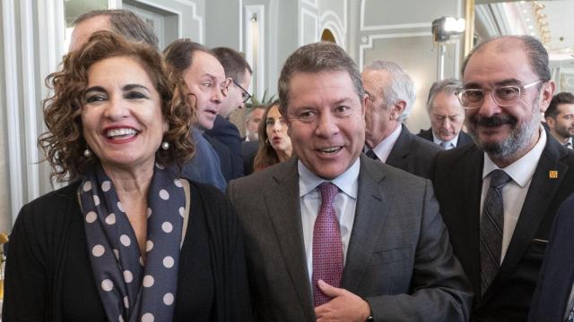 María Jesús Montero, Emiliano García Page y Javier Lambán en enero de 2023.