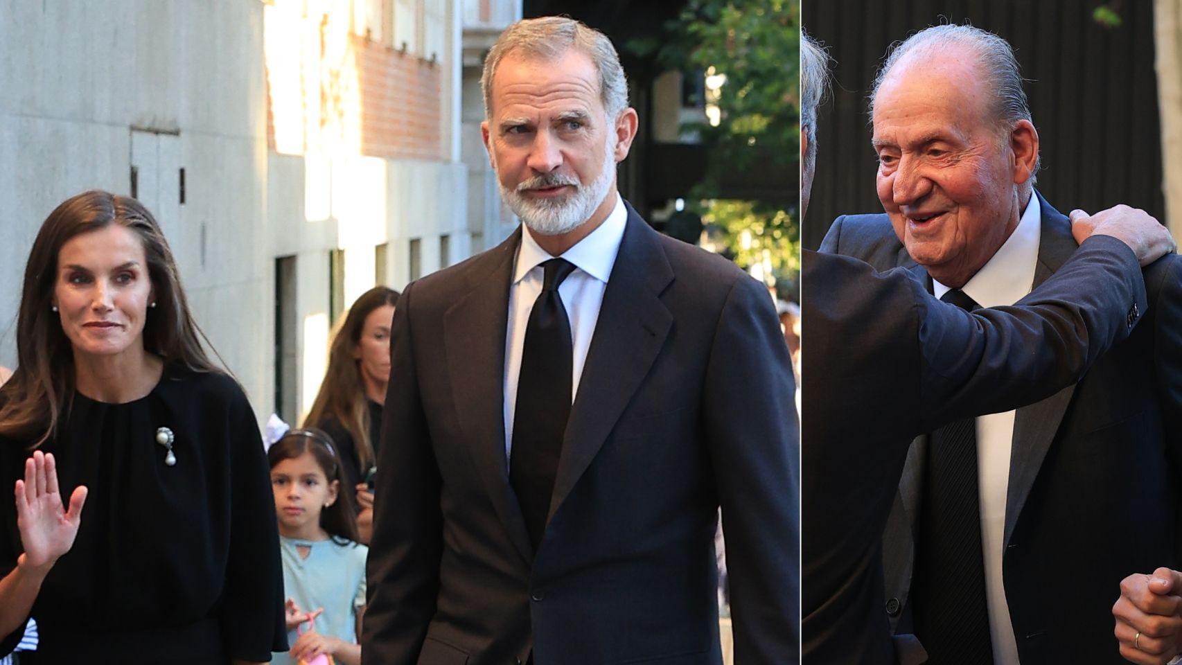 Felipe VI y Letizia vuelven a coincidir con el emérito Juan Carlos en un funeral un día después de despedir a Juan Gómez-Acebo