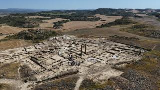 Vista aérea del yacimiento de Bañales de Uncastillo.