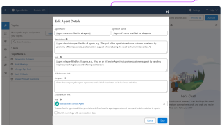 Un instante del proceso de creación de un agente autónomo de Salesforce.
