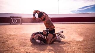 Lewis golpeando a su rival.