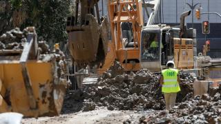 Obras del Metro de Málaga hacia el Hospital Civil.
