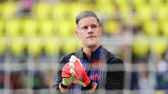 Ter Stegen, durante el partido frente al Villarreal.