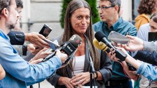 La portavoz parlamentaria de Junts, Miriam Nogueras, esta semana en el patio del Congreso de los Diputados.