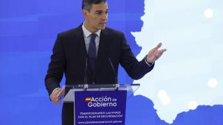 El presidente del Gobierno, Pedro Sánchez, este jueves en la EOI.