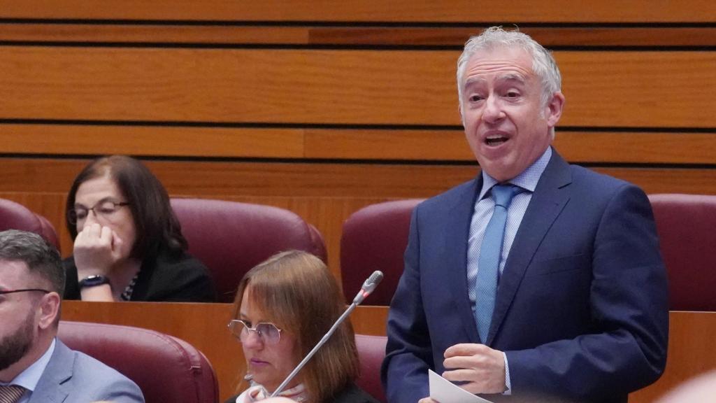 El portavoz de Soria Ya, Ángel Ceña, durante un pleno de las Cortes de Castilla y León