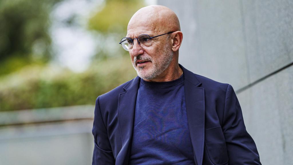 Luis de la Fuente, en la concentración de la Selección