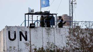 Members of the United Nations peacekeepers (UNIFIL) observe the border between Lebanon and Israel, in southern Lebanon in a file image.