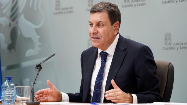 El portavoz de la Junta, Carlos Fernández Carriedo, durante su intervención tras el Consejo de Gobierno de este jueves