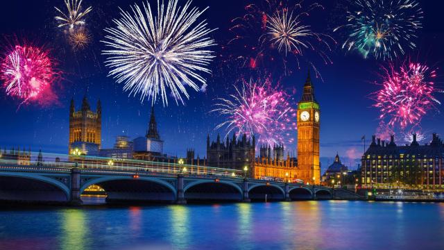 Londres durante la celebración de Nochevieja.