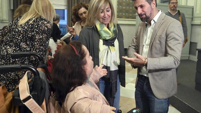 El secretario general del PSOE de Castilla y León, Luis Tudanca, en el acto con militantes celebrado este miércoles en Burgos