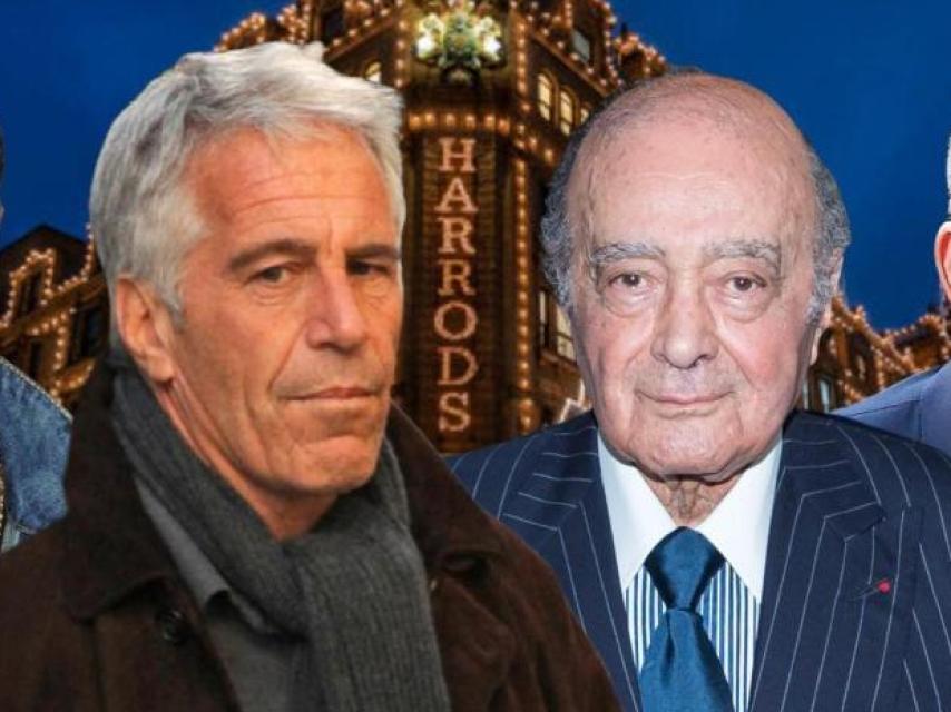 De izquierda a derecha, Puff Daddy, Jeffrey Epstein, Mohamed Al-Fayed y Harvey Weinstein.