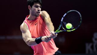 Carlos Alcaraz, durante su partido contra Nadal.