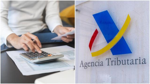 Imagen de archivo de una persona haciendo cálculos y de la Agencia Tributaria.
