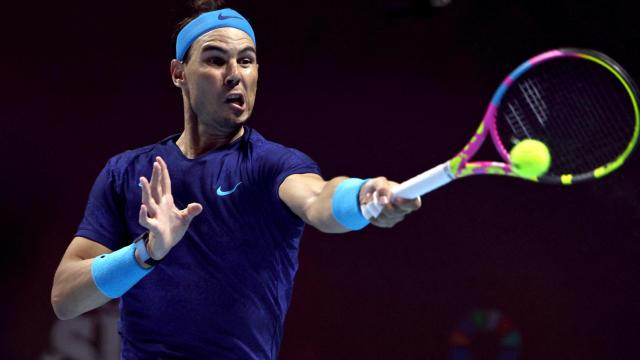 Nadal, durante su partido contra Alcaraz.