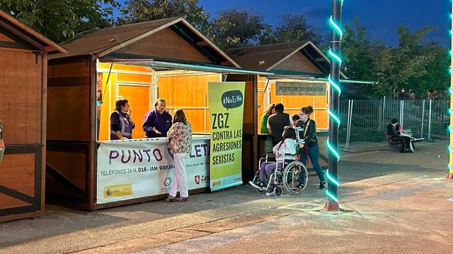 Un punto violeta durante las Fiestas del Pilar, en el recinto ferial de Valdespartera.