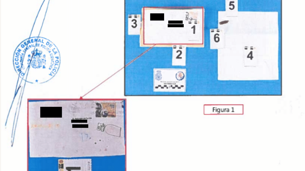 Fotografías de la carta con un proyectil que recibió Pablo Iglesias en 2015 y que fue analizada por la Policía.