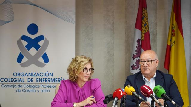 El presidente del Consejo Autonómico de Enfermería de Castilla y León, Enrique Ruiz Forner; y la secretaria general, Isabel Galán Andrés.