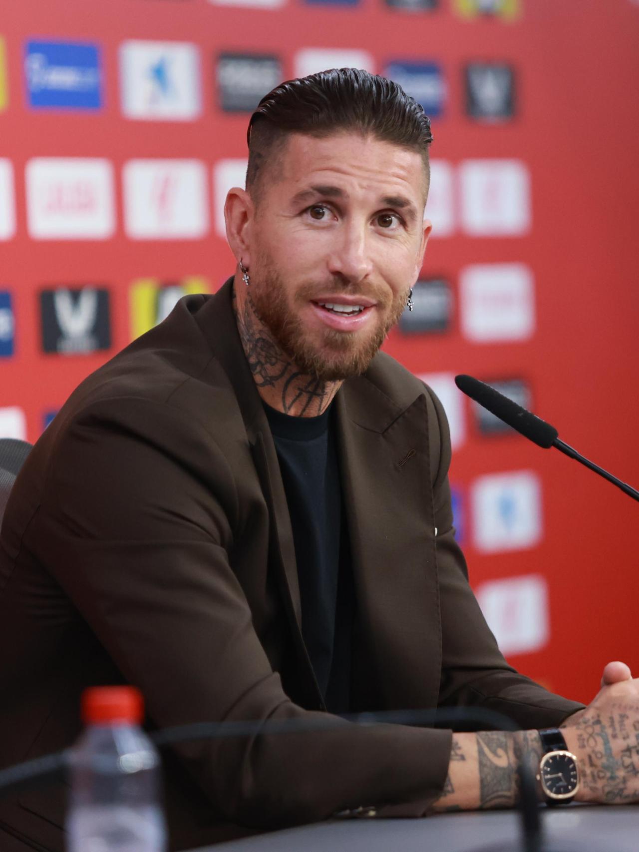 Sergio Ramos durante su despedida del Sevilla.