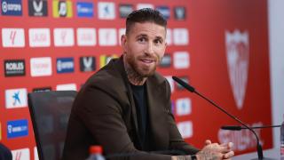 Sergio Ramos durante su despedida del Sevilla.