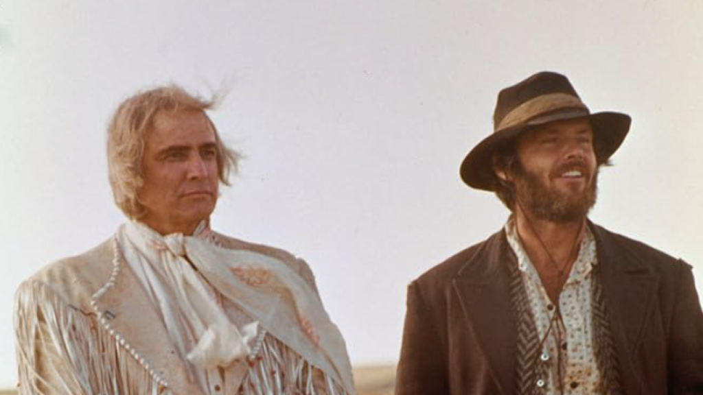 Jack Nicholson y Marlon Brando en el rodaje de 'Missouri'