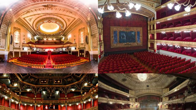 (I-D): Teatro Carrión; Teatro Calderón; Teatro Zorrilla; y Teatro Lope de Vega