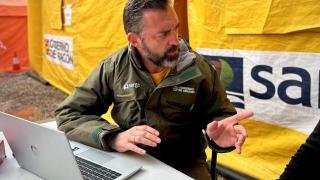 Jorge Escario, en el campamento aragonés en Catarroja.