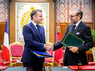 El rey de Marruecos, Mohammed VI, y el presidente francés, Emmanuel Macron. Imagen de archivo.