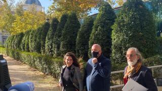 El empresario Álvaro Romillo, junto a sus abogados, en la Audiencia Nacional, este miércoles.