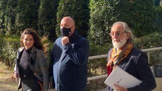 El empresario Álvaro Romillo, junto a sus abogados, en la Audiencia Nacional, este miércoles.