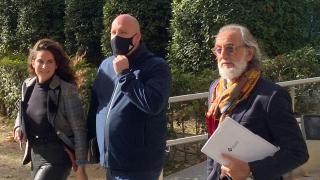 El empresario Álvaro Romillo, junto a sus abogados, en la Audiencia Nacional, este miércoles.