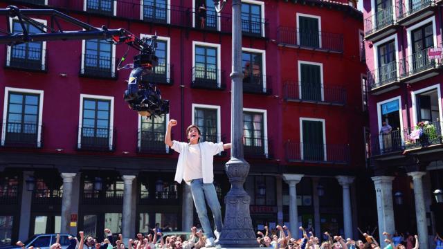 Rodaje en 2021 en la Plaza Mayor de Valladolid de ‘Voy a pasármelo bien’, una película-musical inspirada en el mítico grupo Hombres G