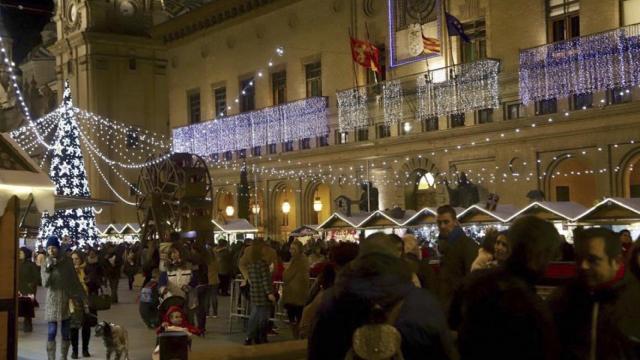 La plaza del Pilar en Navidad, en una imagen de archivo.