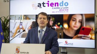 El presidente de la Junta, Alfonso Fernández Mañueco, durante su intervención este lunes en Salamanca