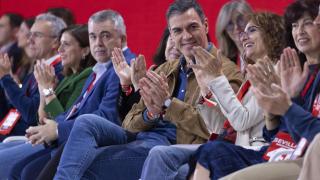 Santos Cerdán, Pedro Sánchez, María Jesús Montero y Ana Redondo este sábado en el 41º Congreso Federal del PSOE.