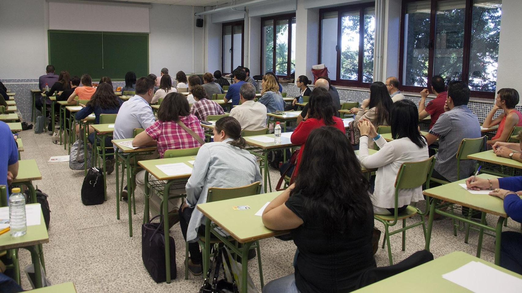 Imagen de un examen de oposiciones en Castilla y León