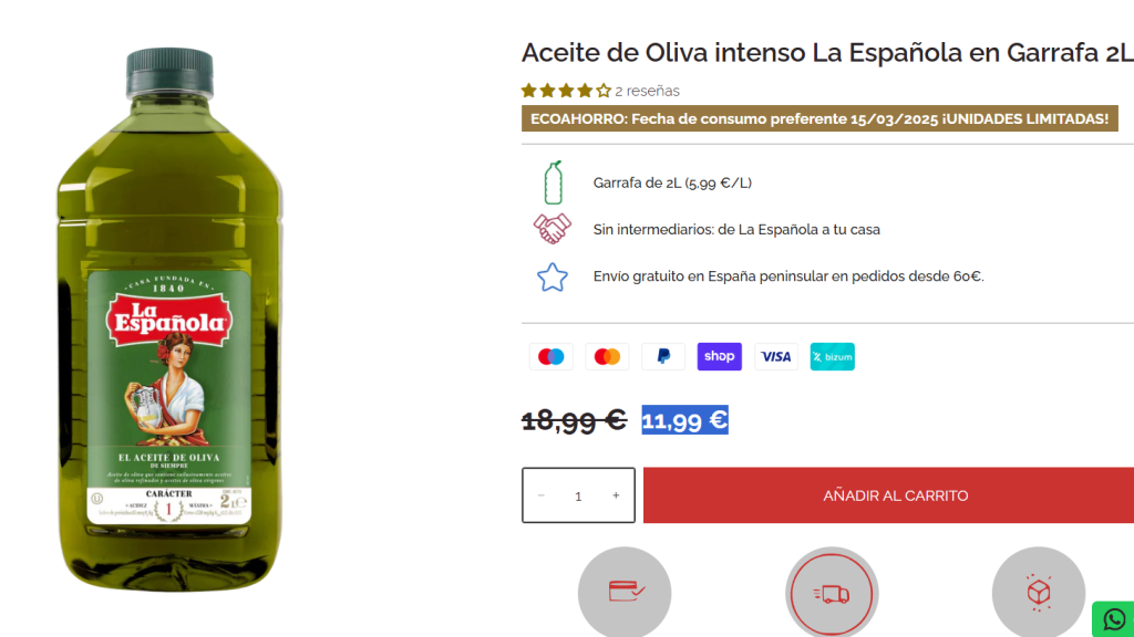 Aceite de oliva intenso La Española.