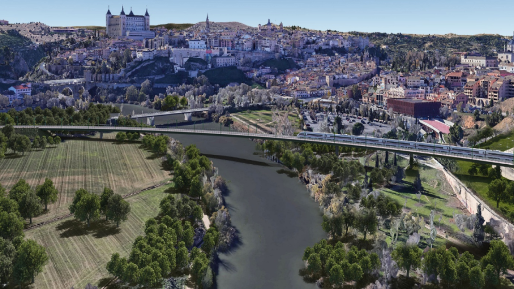 Recreación del viaducto que cruzará el Tajo en Toledo.
