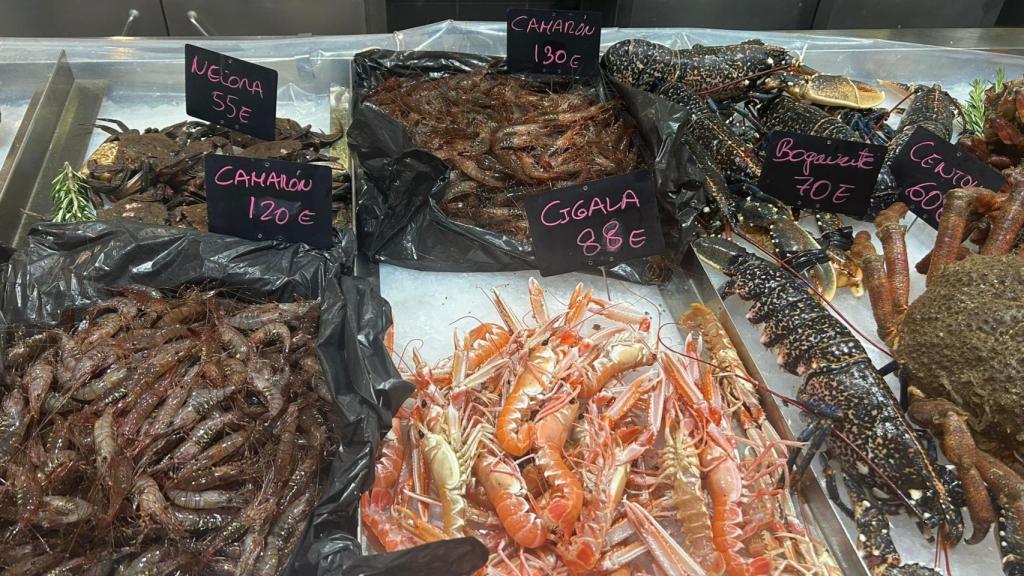 Marisco a la venta en la plaza de Lugo la pasada Navidad.