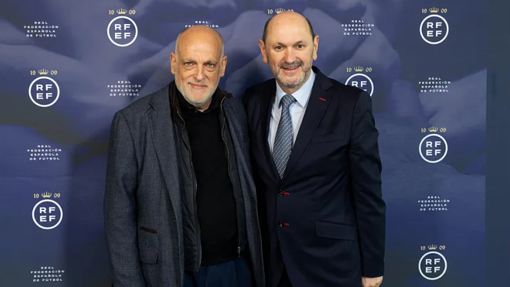 Javier Tebas y Rafael Louzán durante la presentación de la nueva Junta Directiva.