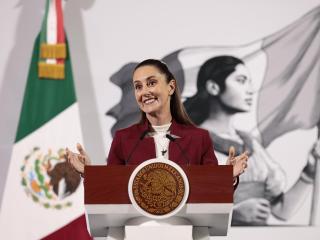 La presidenta de México, Claudia Sheinbaum, en una rueda de prensa.