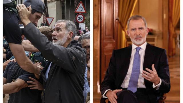 Collage con las imágenes del Rey durante su visita a Chiva el pasado noviembre y durante su Mensaje de Navidad del pasado martes.