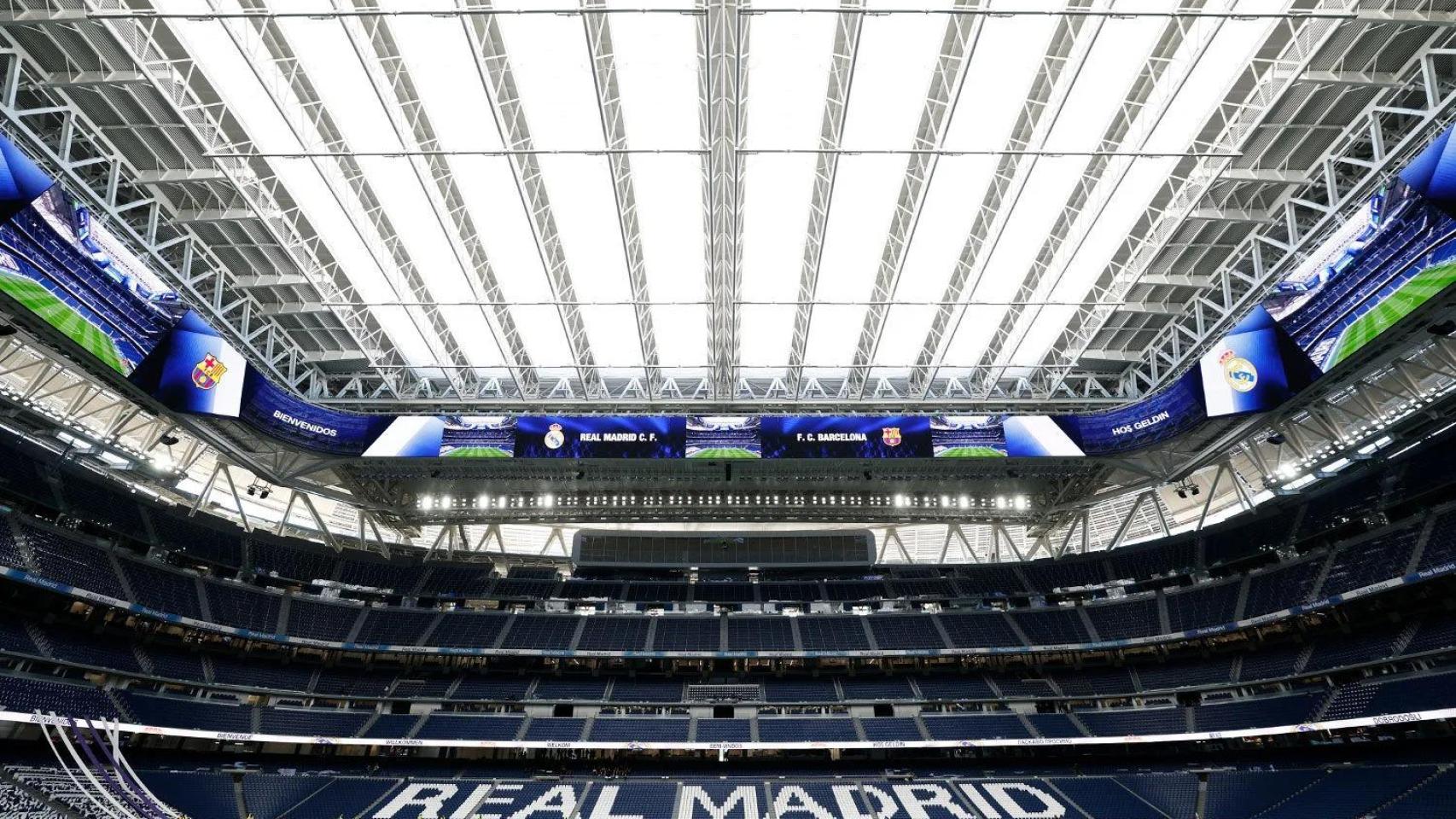 El nuevo videomarcador del Bernabéu antes de su estreno en El Clásico