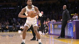 Bronny James, durante un partido con Los Ángeles Lakers